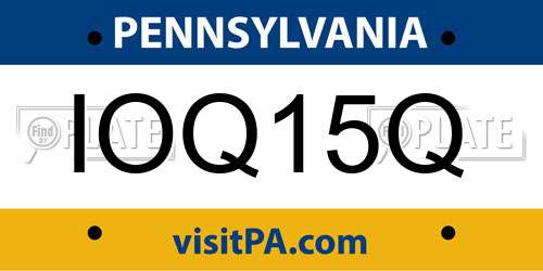 IOQ15Q Pennsylvania License Plate