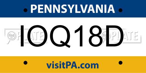 IOQ18D Pennsylvania License Plate