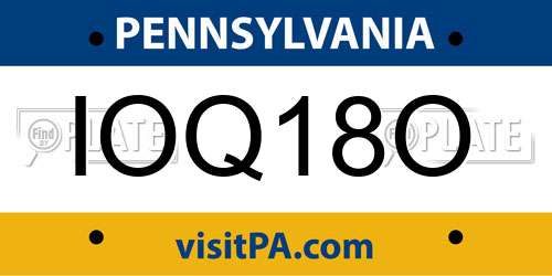 IOQ18O Pennsylvania License Plate