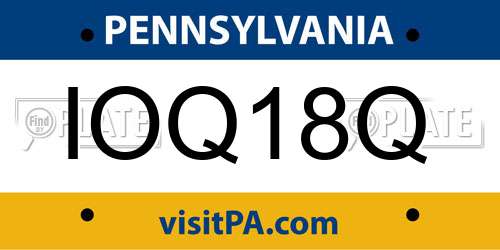 IOQ18Q Pennsylvania License Plate