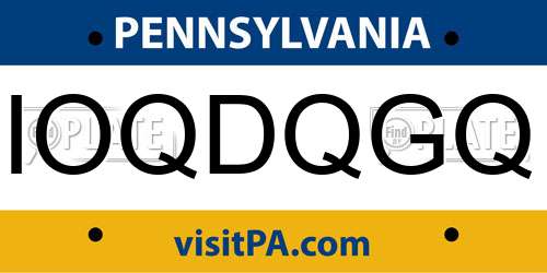 IOQDQGQ Pennsylvania License Plate