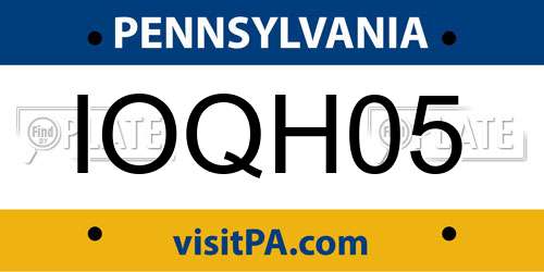 IOQH05 Pennsylvania License Plate