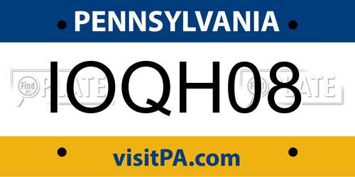 IOQH08 Pennsylvania License Plate