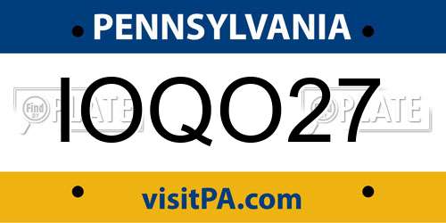 IOQO27 Pennsylvania License Plate