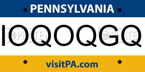 IOQOQGQ Pennsylvania License Plate