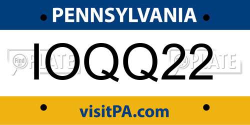 IOQQ22 Pennsylvania License Plate