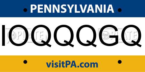 IOQQQGQ Pennsylvania License Plate