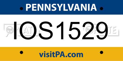IOS1529 Pennsylvania License Plate