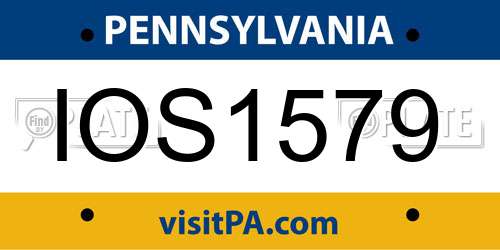 IOS1579 Pennsylvania License Plate