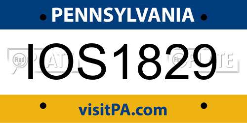IOS1829 Pennsylvania License Plate