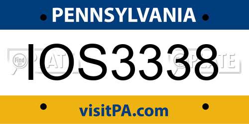 IOS3338 Pennsylvania License Plate