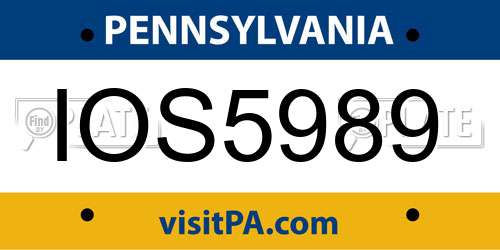 IOS5989 Pennsylvania License Plate