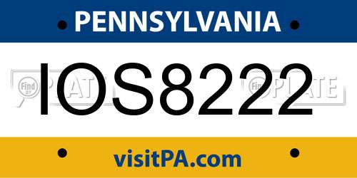 IOS8222 Pennsylvania License Plate