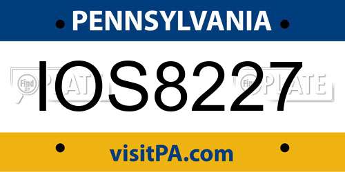 IOS8227 Pennsylvania License Plate