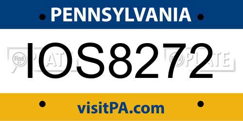 IOS8272 Pennsylvania License Plate