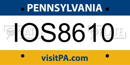 IOS8610 Pennsylvania License Plate