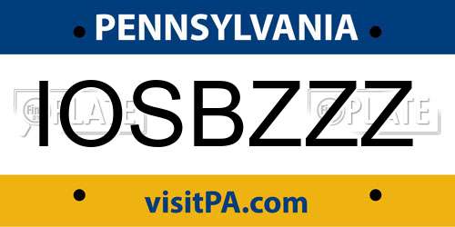 IOSBZZZ Pennsylvania License Plate