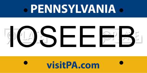IOSEEEB Pennsylvania License Plate