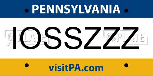IOSSZZZ Pennsylvania License Plate