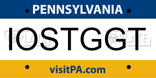IOSTGGT Pennsylvania License Plate