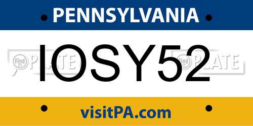 IOSY52 Pennsylvania License Plate