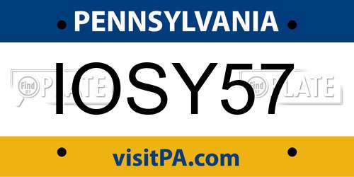 IOSY57 Pennsylvania License Plate