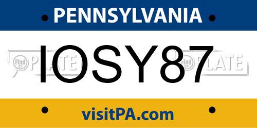 IOSY87 Pennsylvania License Plate