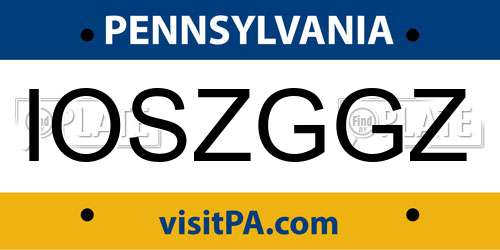 IOSZGGZ Pennsylvania License Plate