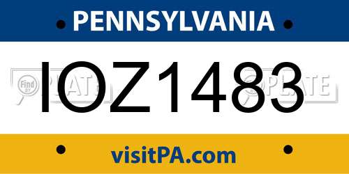 IOZ1483 Pennsylvania License Plate