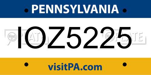 IOZ5225 Pennsylvania License Plate