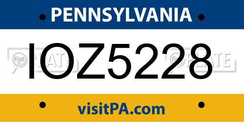 IOZ5228 Pennsylvania License Plate