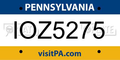IOZ5275 Pennsylvania License Plate