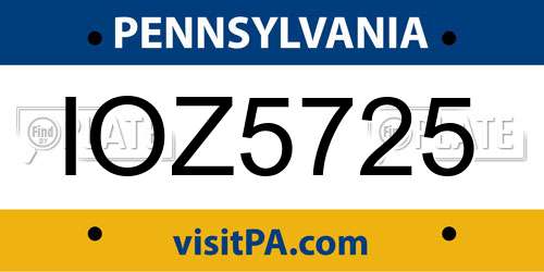 IOZ5725 Pennsylvania License Plate