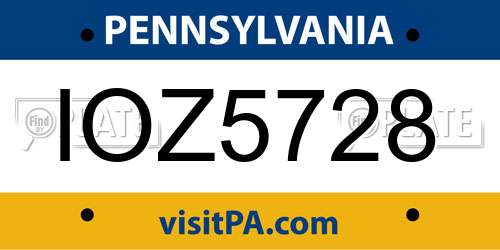 IOZ5728 Pennsylvania License Plate