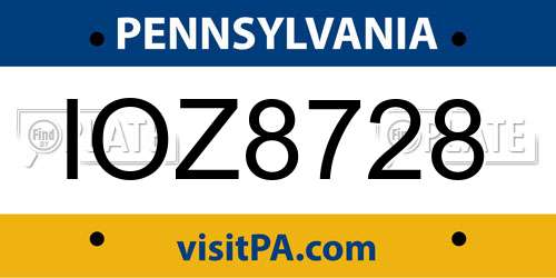 IOZ8728 Pennsylvania License Plate