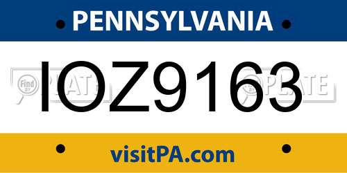 IOZ9163 Pennsylvania License Plate
