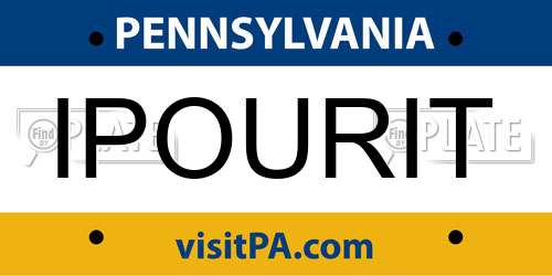 IPOURIT Pennsylvania License Plate