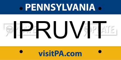 IPRUVIT Pennsylvania License Plate