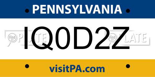 IQ0D2Z Pennsylvania License Plate