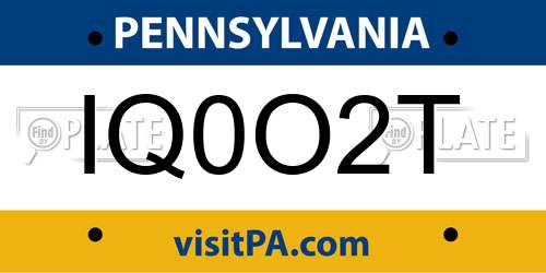 IQ0O2T Pennsylvania License Plate