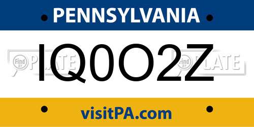 IQ0O2Z Pennsylvania License Plate