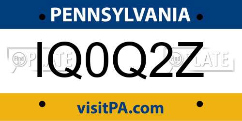 IQ0Q2Z Pennsylvania License Plate