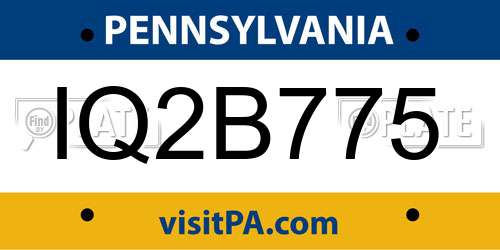 IQ2B775 Pennsylvania License Plate