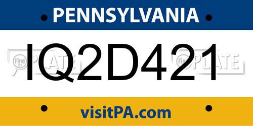IQ2D421 Pennsylvania License Plate