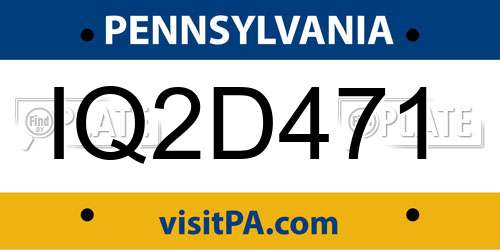 IQ2D471 Pennsylvania License Plate