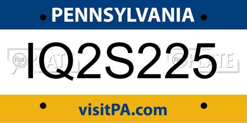 IQ2S225 Pennsylvania License Plate