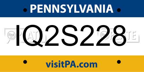 IQ2S228 Pennsylvania License Plate
