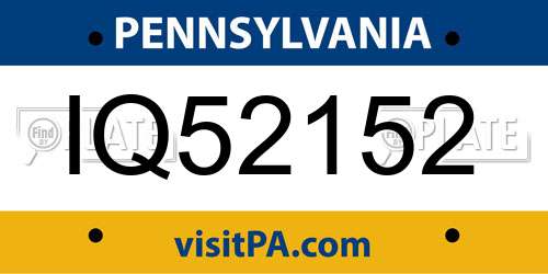 IQ52152 Pennsylvania License Plate