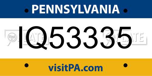 IQ53335 Pennsylvania License Plate
