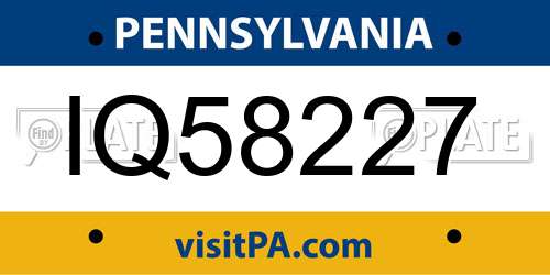 IQ58227 Pennsylvania License Plate